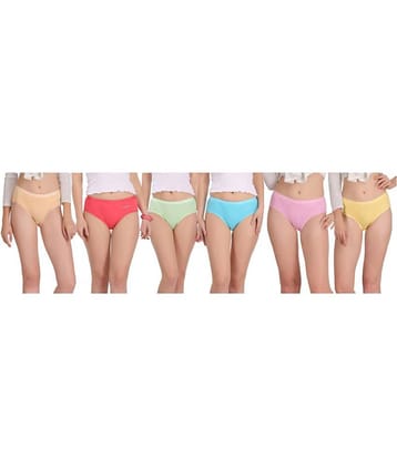Eve's Beauty Pack of 6 Cotton Women's Hipsters ( Multi Color )