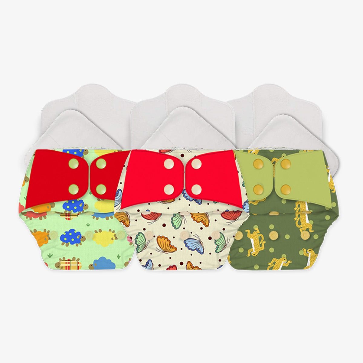 Regular Cloth Diapers with Soaker and Booster - Pack of 3