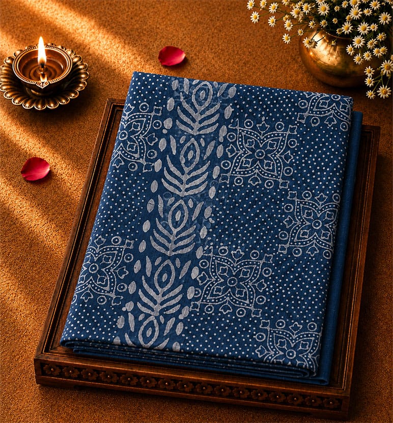 Handblock Printed Batik Cotton Saree