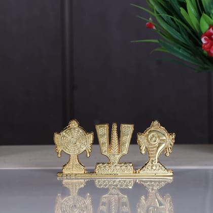 DreamKraft Tirupati Balaji Symbol Stand Shankh Chakra Namah Gold Plating Antique Decorative