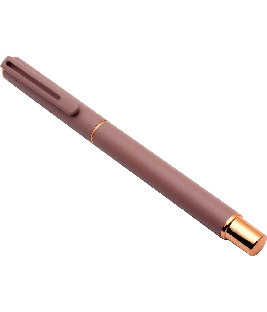 Srpc Luoshi 5309 Matte Peach Metal Body Fountain Pen With Rose Gold & Hooded Fine Nib