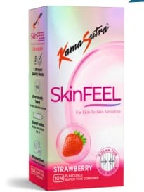 Kamasutra  R Thin Condoms  Skinfeel Strawberry 3 Pack
