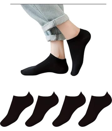 Benicia Pack of 4 Men's Cotton Blend Ankle Length Socks ( Black )