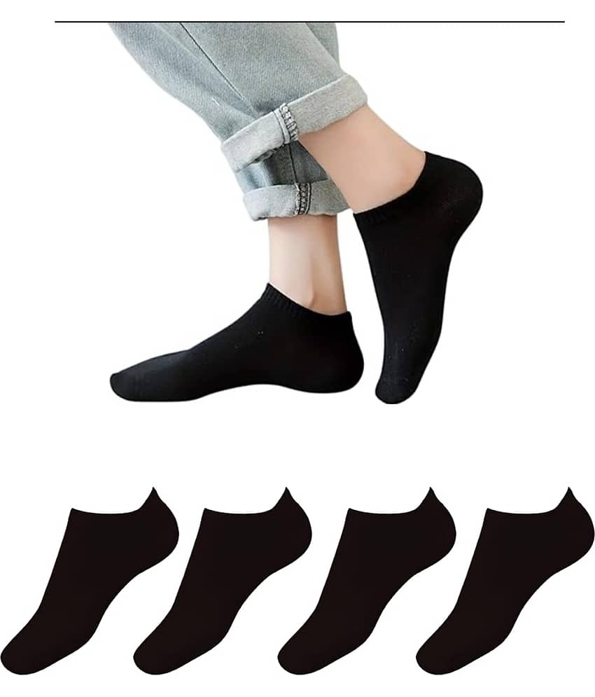 Benicia Pack of 4 Men's Cotton Blend Ankle Length Socks ( Black )