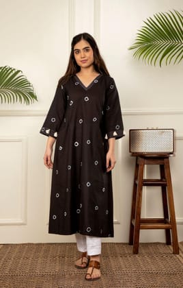 Black Bandhani Kurta-XL