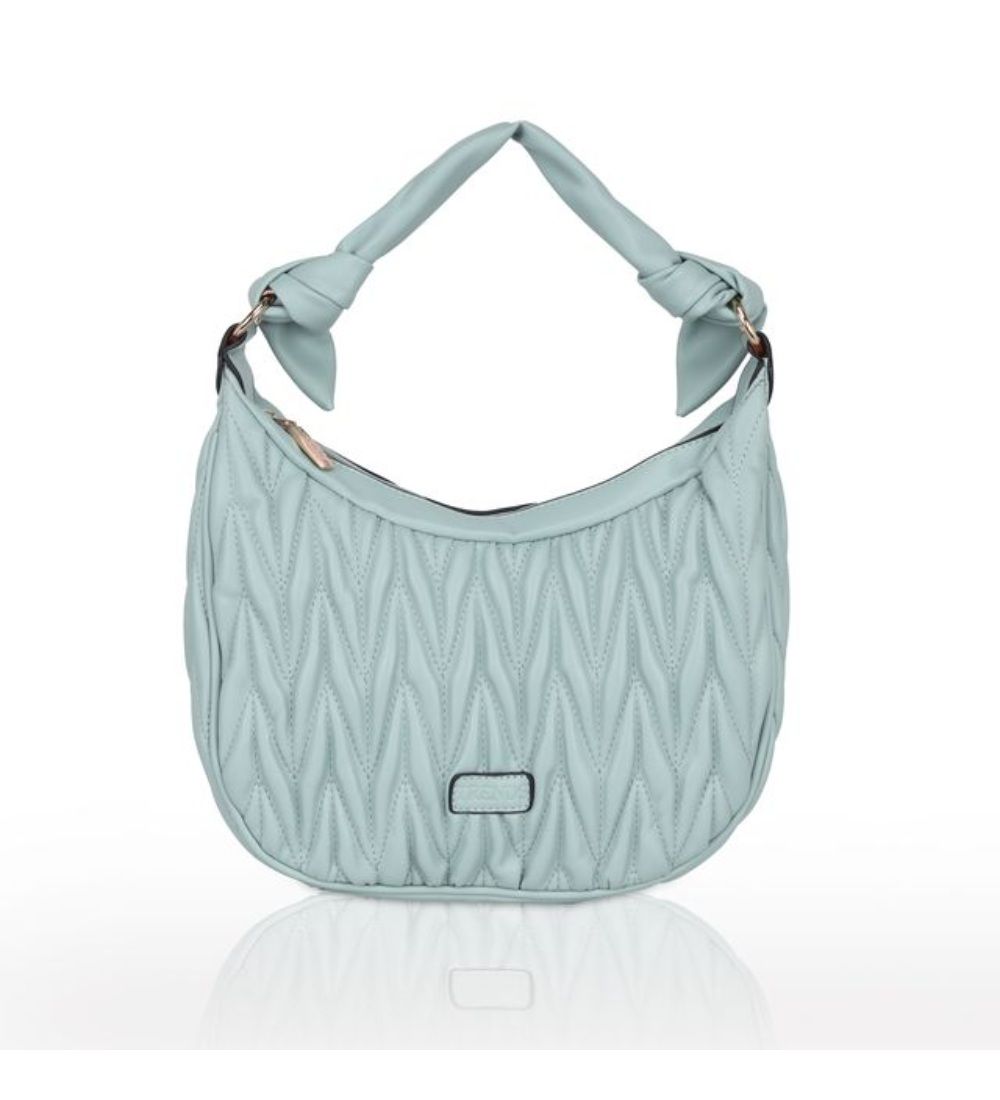 Women's Faux Leather Textured Handbag (Blue)