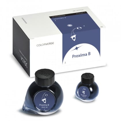 Colorverse Proxima B - Dark Blue - Fountain Pen Ink 02 Spaceward Series, Season 1, 65ml - 15ml - 2 Bottle Set, Dye-Based, Nontoxic, Made In Korea
