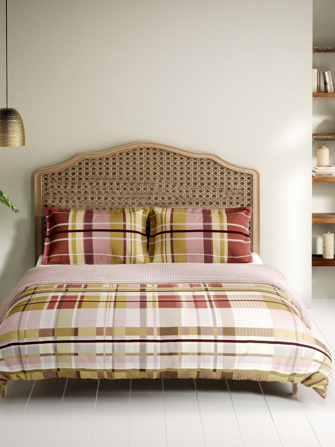DDECOR - Cherish Collection 100% Cotton Geometric Pattern 150TC Super King Bedsheet |274 CM X 274 CM|, Quilt with 2 pillow Covers - Multi
