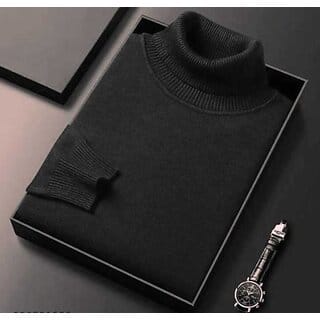 Fashlook Solid Black Full Sleeve Sweater for Men - Warm Winter Clothing Fashlook Solid Black Full Sleeve Sweater for Men - Warm Winter Clothing