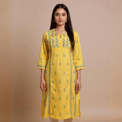 Yellow Yoke Kurti