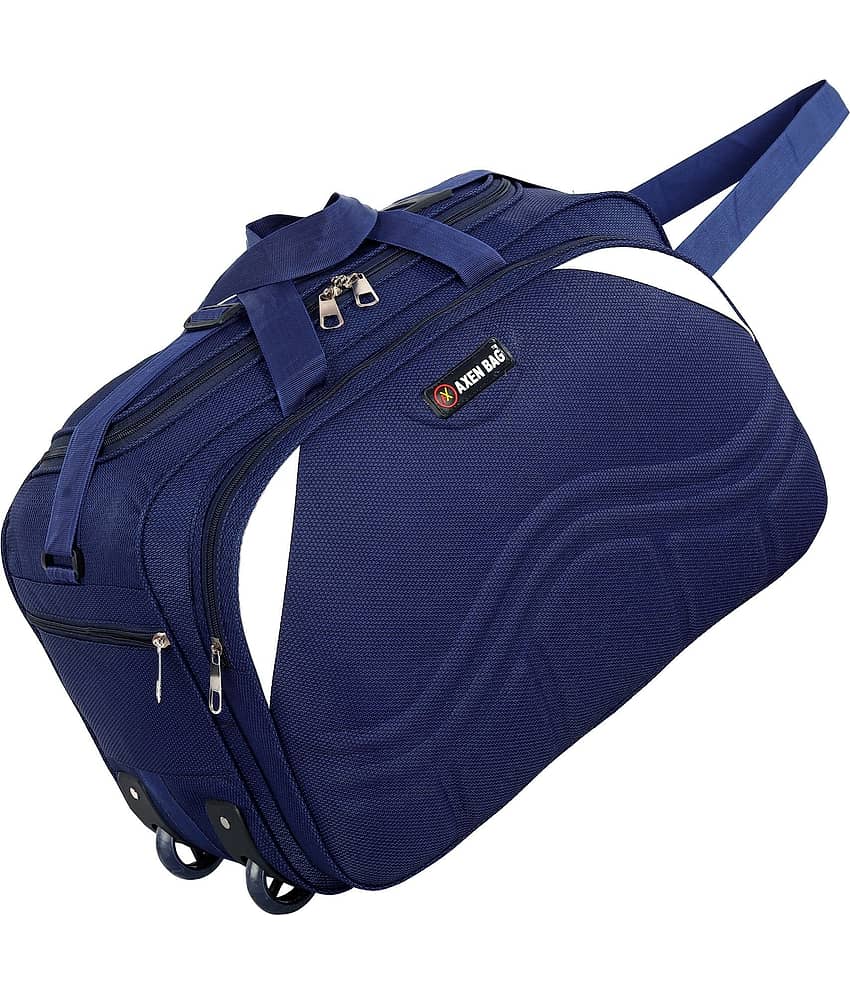 AXEN BAGS 50 Ltrs Navy Polyester Duffle Trolley