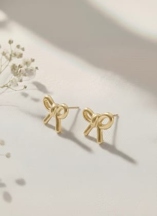 Ishkaara Golden Bow Studs