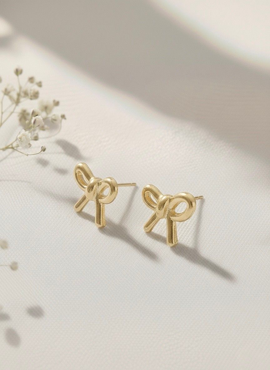 Ishkaara Golden Bow Studs