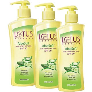 Lotus Herbals Aloesoft Daily Body Lotion  Non Greasy  Cools And Refreshes Skin  Spf 20 250Ml ( Pack Of 3)