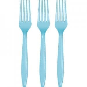 Wanna Party Forks Premium Plastic Powder Blue - 20CT