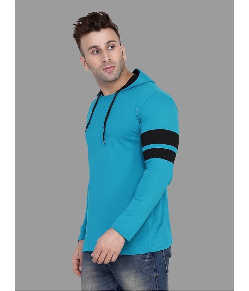 Tfurnish Cotton Blend Turquoise Solids T-Shirt