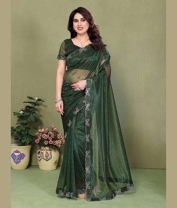 ANAND SAREES Net Solid Regular Saree With Unstitched Blouse Piece ( Yellow )