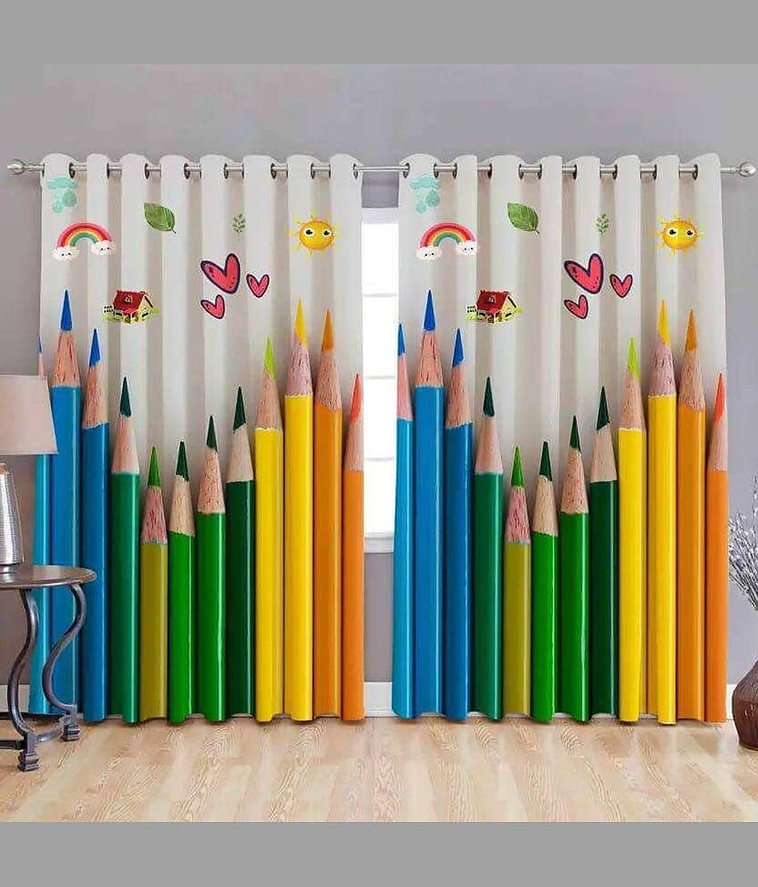 BELLA TRUE Abstract Semi-Transparent Eyelet Curtain 5 ft ( Pack of 2 ) - Multicolor