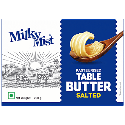 Milky Mist Table Butter - Salted, Pasteurised, Rich, Creamy, 200 g