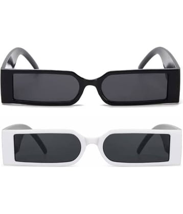 Lootnixx Black Rectangular Sunglasses ( Pack of 1 )