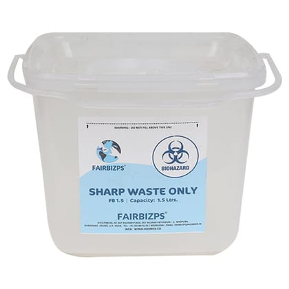 FAIRBIZPS Bio-Medical Sharps Container with Puncture Proof for Needles, Glass Waste and Metallic Implants-Capacity 1.5Liter