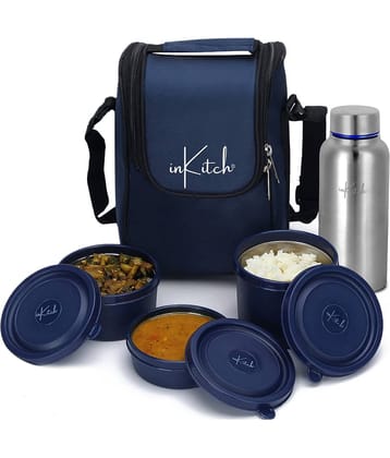 inKitch Microwave Tiffin Box + Bottle Stainless Steel Lunch Box 3 - Container ( Pack of 1 )
