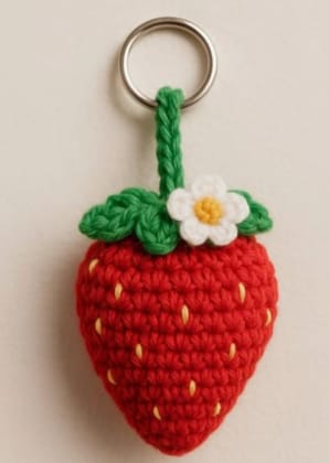 Suman Arts Crochet Strawberry Keychain (Free Size) | Handcrafted Strawberry Design | Unisex Accessory
