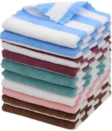 Suraj Enterprises Microfibre Striped Face Towel 301-350 GSM ( Pack of 6 ) - Multicolor