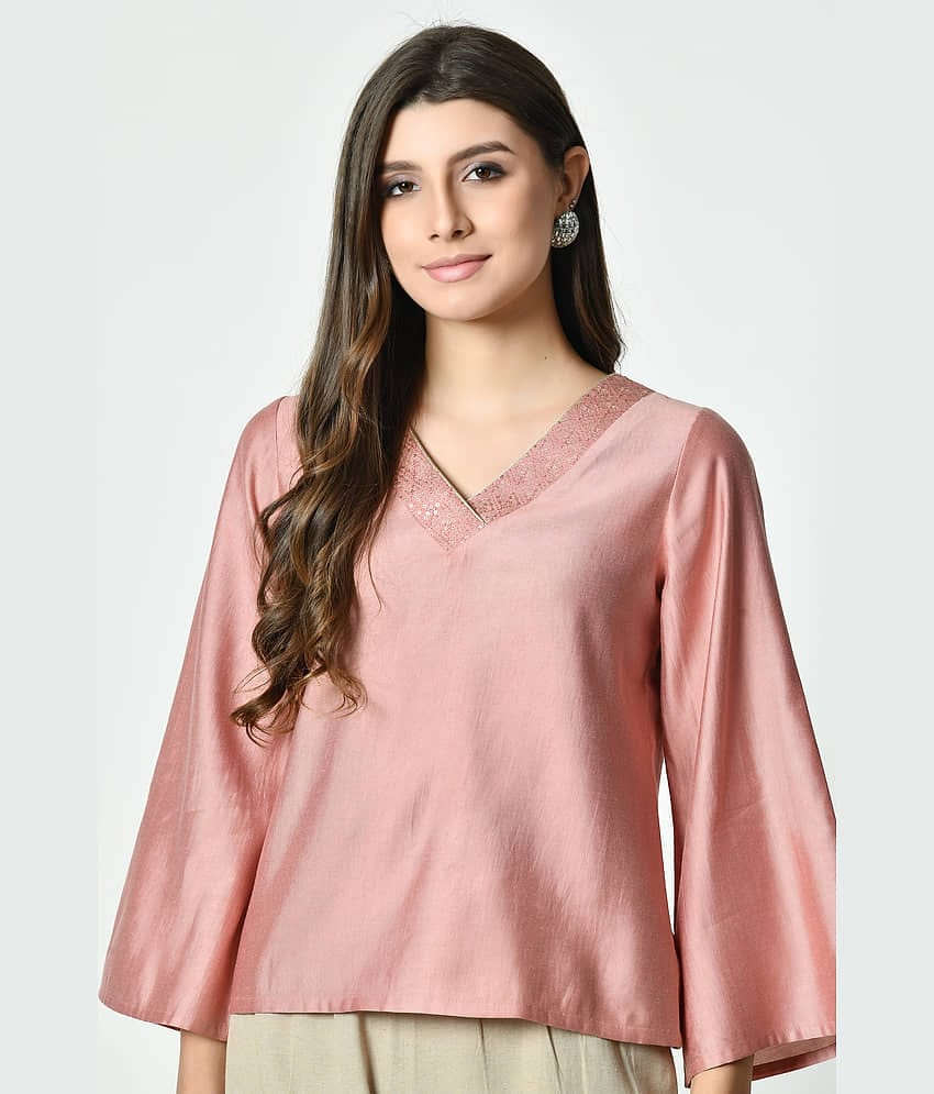 ALL WAYS YOU Women's Silk Regular Top ( Pink )