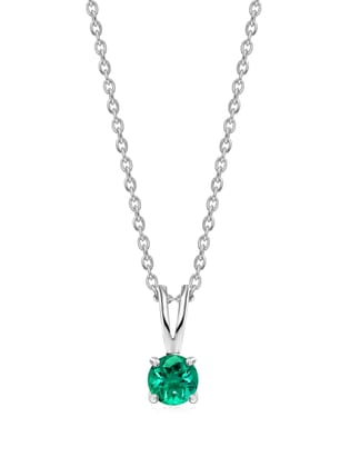 1 Carat Solitaire Emerald Pendant Necklace In Pure Silver