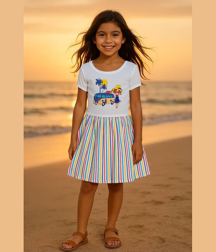 Clothe Funn Cotton Frock For Girls ( Pack of 1 , White )
