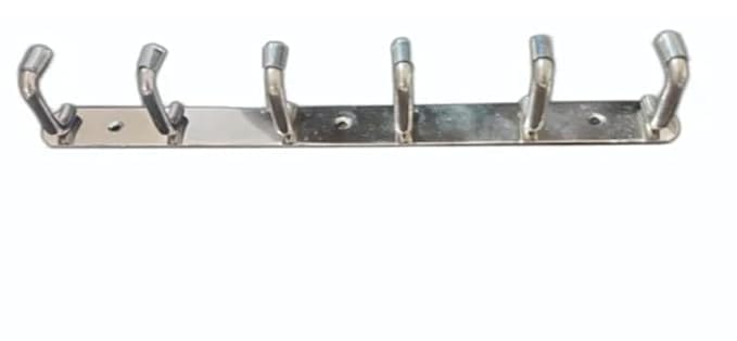 ADISON Bathroom Hooks Stainless Steel, with Silver Finish, Pack of 1, 6 Hooks, Rust Proof, Water Proof, Italian Style (Casual, 1) Silver Hooks 6 Hooks Plate Bathroom Hooks PACL OOF 1