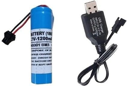 NOVEL 3.7V 1200mAh Lithium-Ion Rechargeable Battery with USB Charging Cable | Compatible with Portable Electronics, RC Models and DIY Projects