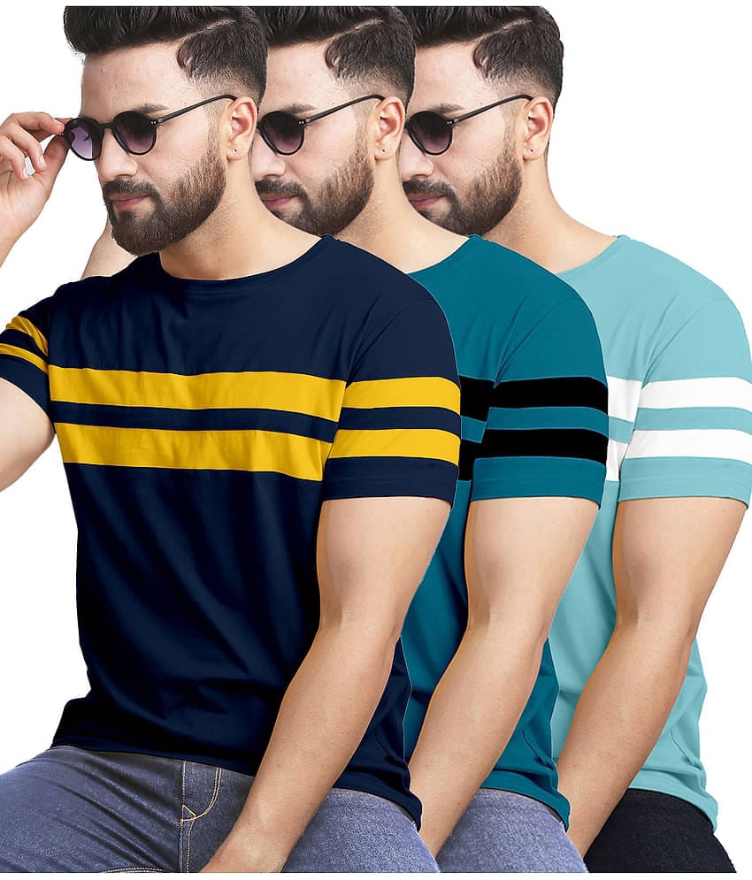 AUSK Pack of 3 Cotton Blend Regular Fit Men's T-Shirt ( Olive )