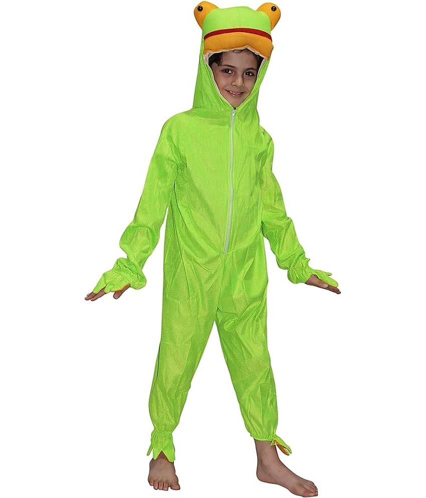 Kaku Fancy Dresses Frog Water Animal Costume -Green, 7-8 Years, For Boys & Girls