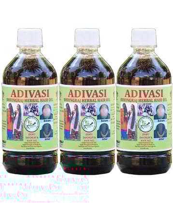 ADIVASI BHRINGRAJ HERBALS - Anti Hair Fall Bhringraj Oil 600 ml ( Pack of 3 )