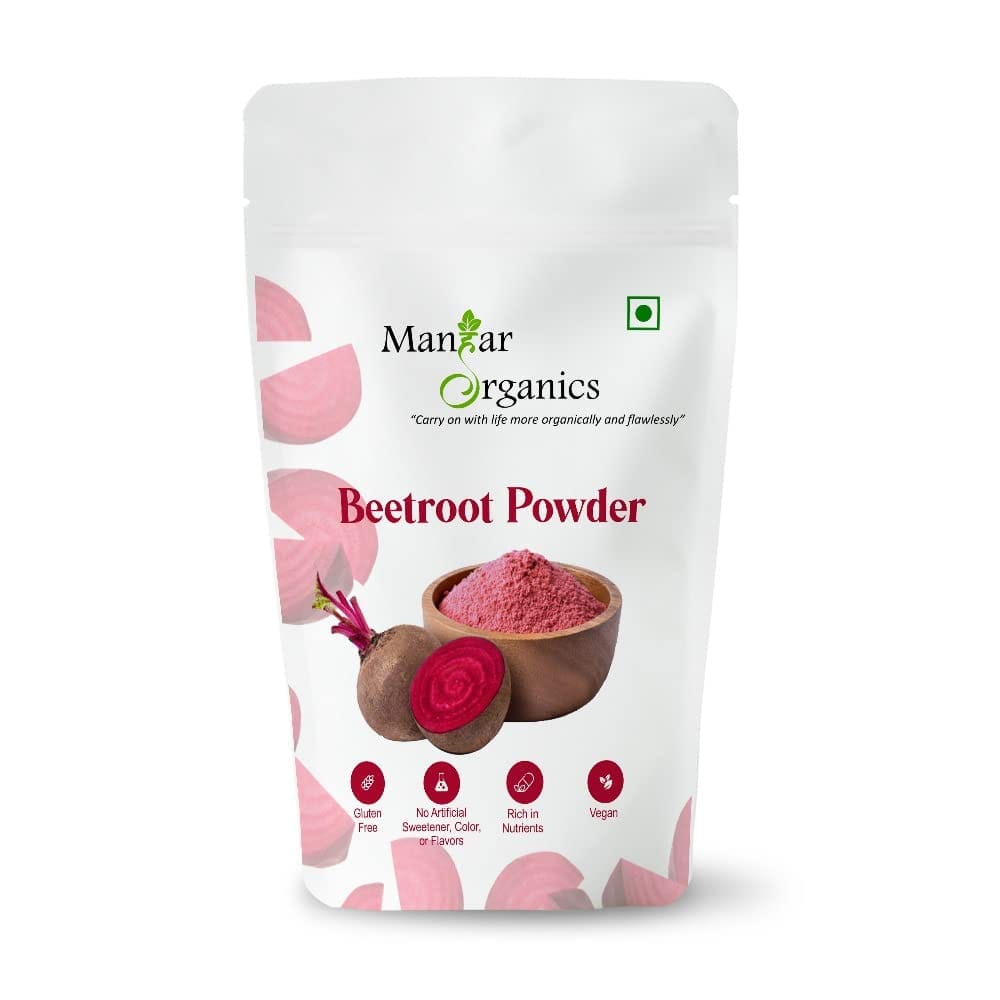 ManHar Organics Beetroot Powder | Pure & High in Antioxidants | Pre-Workout | Natural Brightening, Anti-Aging & Glowing Complexion | Food Colorant – 100g