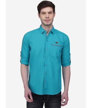 Kuons Avenue - Turquoise Linen Slim Fit Men's Casual Shirt ( Pack of 1 )