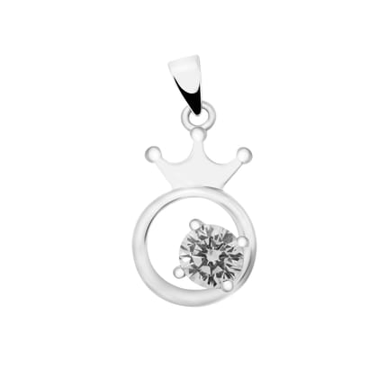 Solitaire in crown | 925 Silver Pendant for Women-Free / Silver / Modern