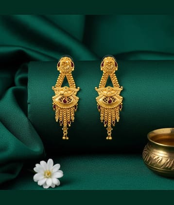 Drashti Collection Gold Danglers Earrings ( Pack of 1 )