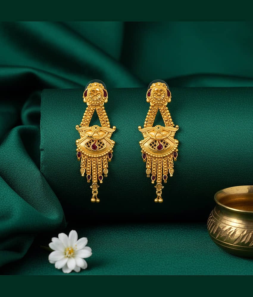 Drashti Collection Gold Danglers Earrings ( Pack of 1 )