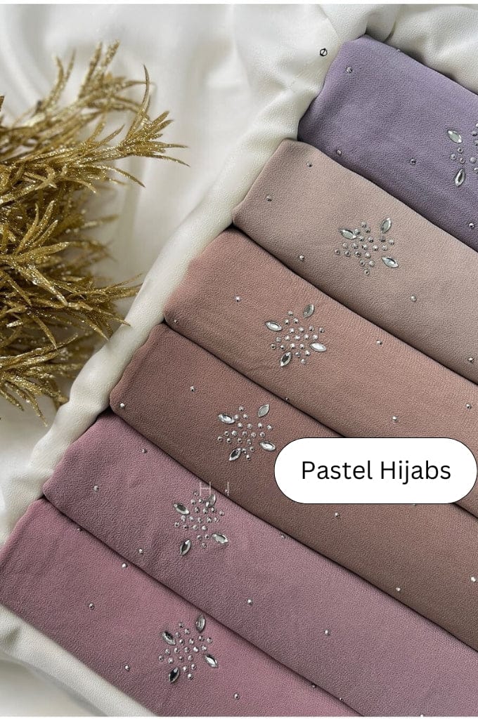 Partywear Stone Chiffon Hijabs-Dusty Pink