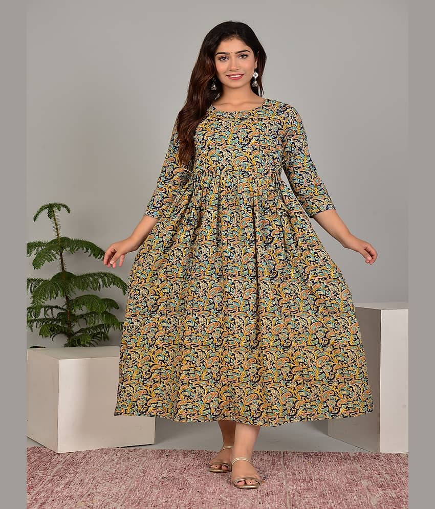Nevisha Style Women Cotton Printed Anarkali Kurti ( Multicoloured )