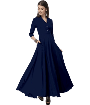 Rudrakriti Women Crepe A-line Dress ( Blue )