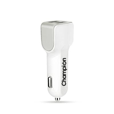 Champion Dual Port USB Fast Car Charger 3A | Compact High-Speed Charger for Android & iPhone (White) Champion Dual Port USB Fast Car Charger 3A | Compact High-Speed Charger for Android & iPhone (White)