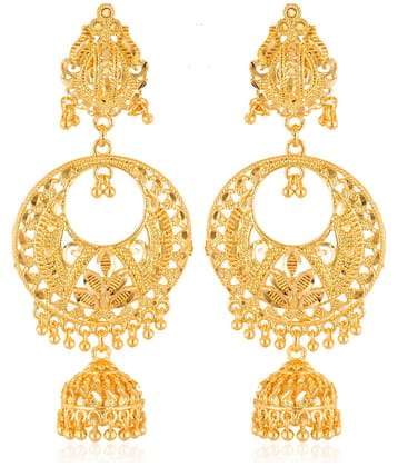VIVASTRI Golden Jhumki Earrings ( Pack of 1 )