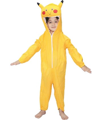 Kaku Fancy Dresses Pika Cartoon Costume -Yellow, 3-4 Years, For Boys & Girls