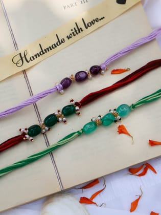 Dhaval Multicolored Rakhi - Set of 3-Multicolored