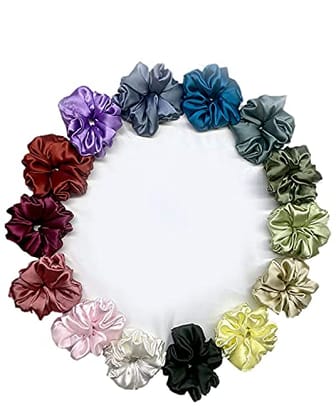 Aliza Set of 14 Satin scrunchies for women