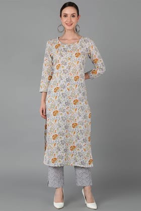 Grey Cotton Straight Kurta VCK8893